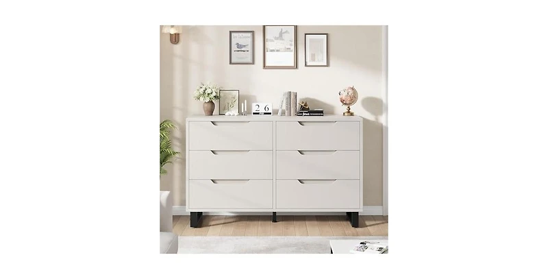 gaomon 6 Dresser for Bedroom, 47.2 in Wide Dresser, Freestanding Vertical Drawer Cabinet