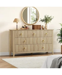 gaomon 54" Wide Fluted Dresser, 7 Drawer Modern Wood Storage Chest for Bedroom