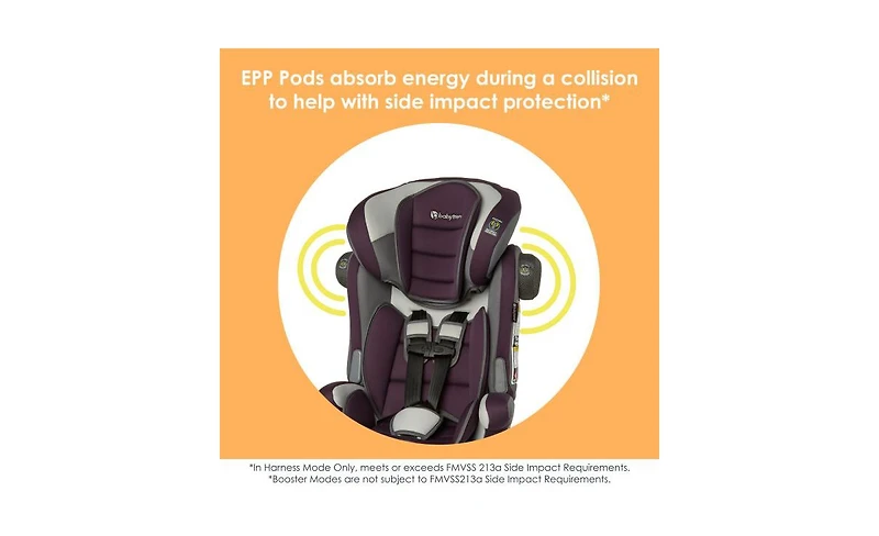 Baby Trend Kids Trend Hybrid Si 3-in-1 Combination Booster Car Seat with Side Impact Protection - Dash Plum