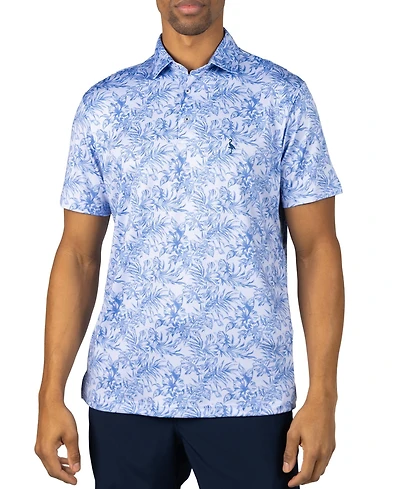 Tailorbyrd Men's Distressed Tropical Printed Performance Polo