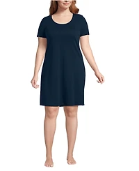 Lands' End Plus Cotton Short Sleeve Knee Length Nightgown