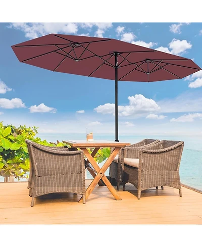 Gaomon 15ft Large Patio Umbrella with Sandbag Base