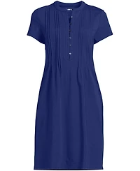 Lands' End Plus Cotton Modal Pintuck Short Sleeve Dress