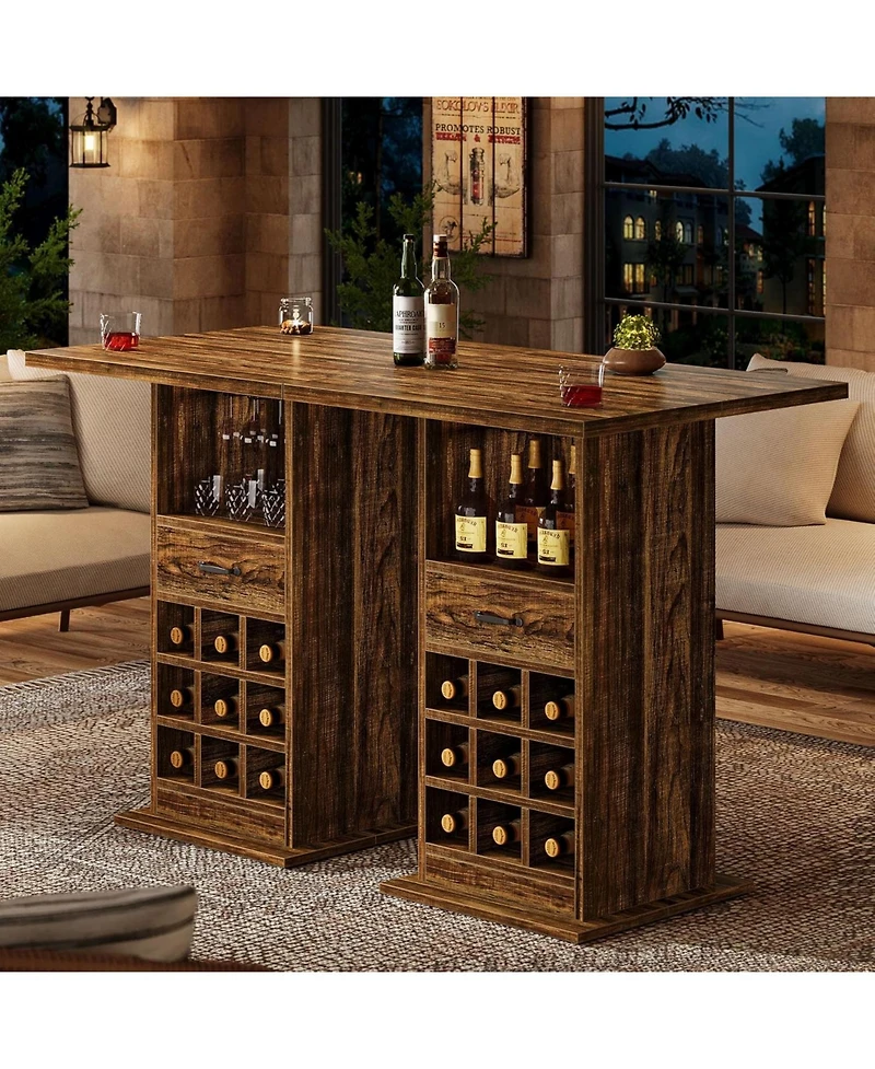 Tribesigns Square Bar Table, Home Bar Unit for Living Room, Kitchen