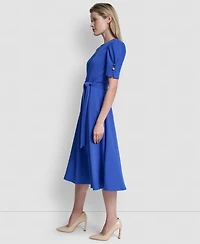 Dkny Petite Short-Sleeve Jewel Neck Flared Maxi Dress
