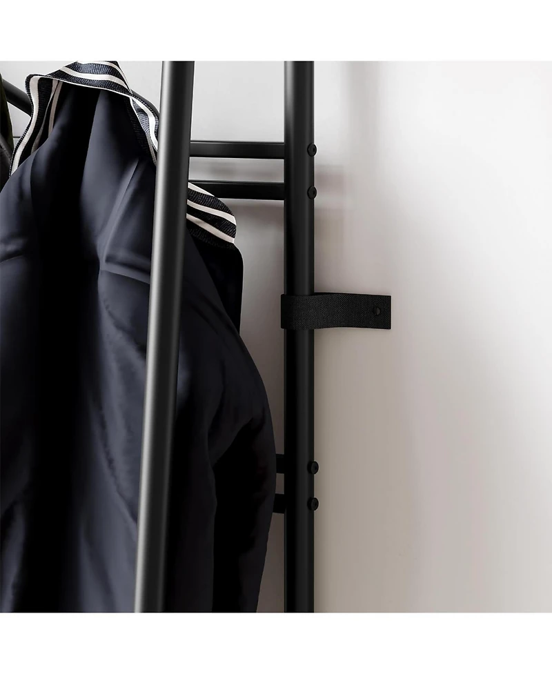 Gaomon Hall Tree Coat Rack with Shoe Storage Bench, 5 Hooks, Metal Frame & Wood Look Design, 60cm Wide Entryway Organizer