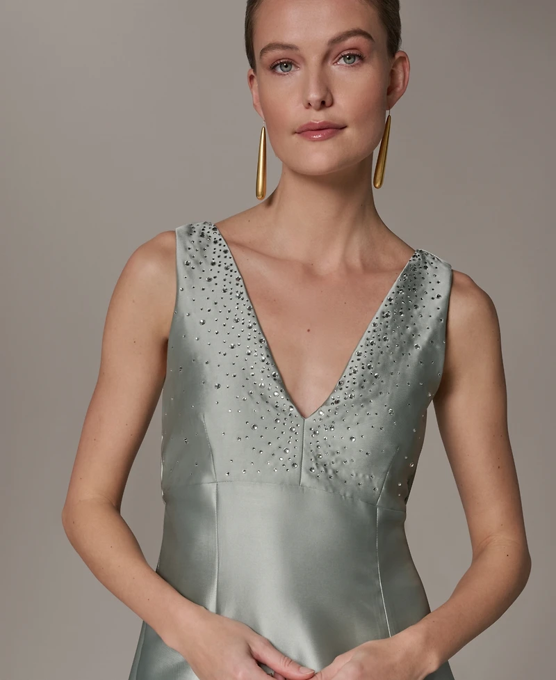 Donna Karan New York Women's A-Line Midi Dress with Hot Fix Detail