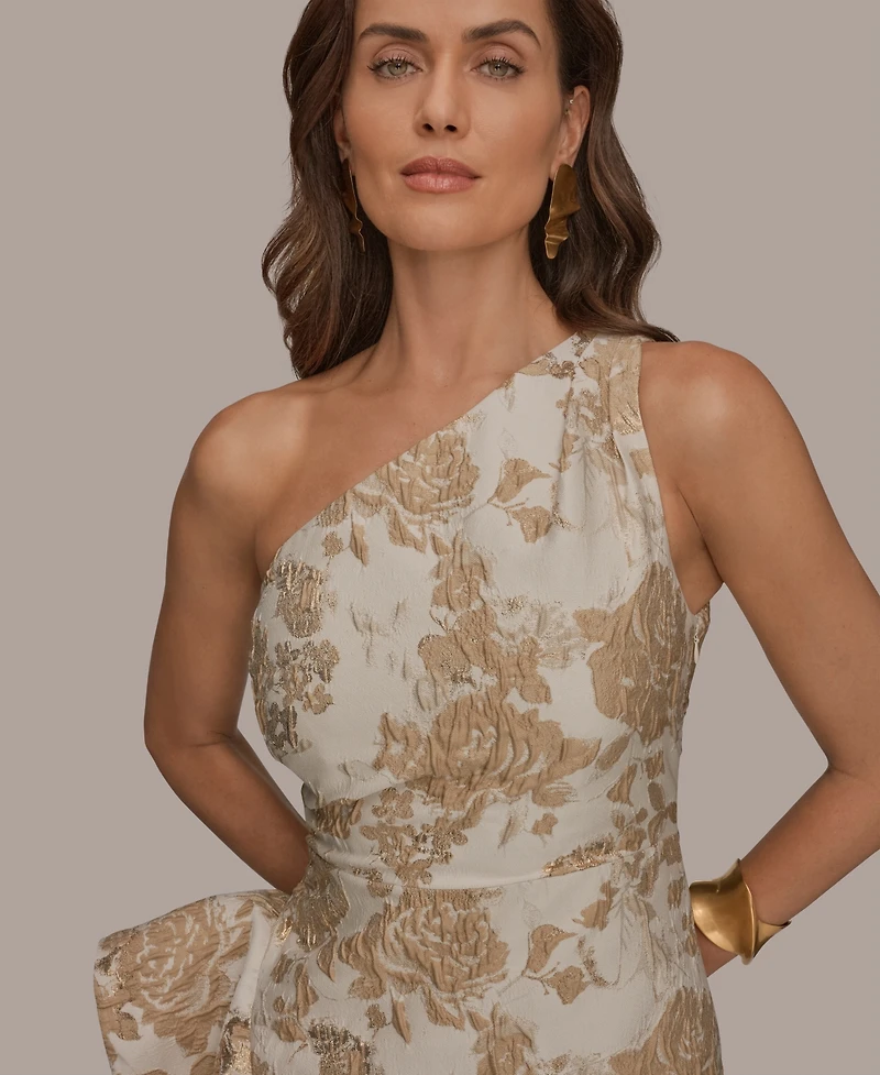 Donna Karan New York Petite Floral One-Shoulder Gown