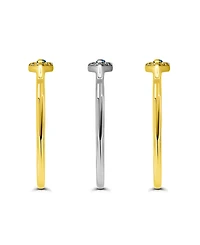 Macy's 1/3 cttw 3pc Set- Pave Cubic Zirconia Evil Eye with Blue Center on Polish 3mm Band Ring