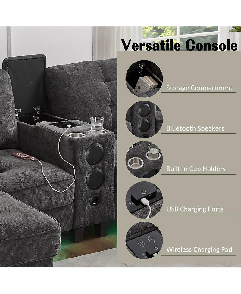 Streamdale Furniture Modern U-shaped Sectional Sofa with Storage Ottomans