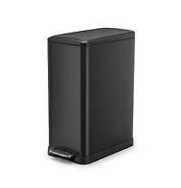 Home Zone Living 13 Gallon Dual Compartment Stainless Steel Kitchen Trash Can with Step Pedal and Soft Close Lid, Black