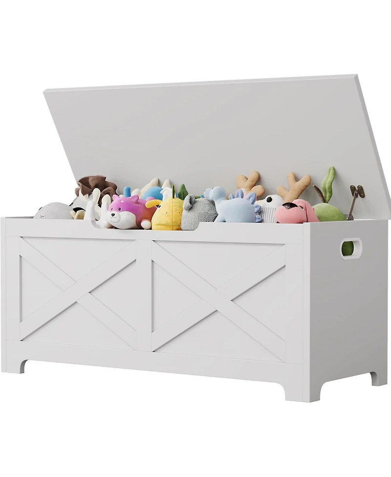 gaomon 39.4" Wooden Storage Chest, Storage Bench with Safety Hinges for Entryway & Living Room
