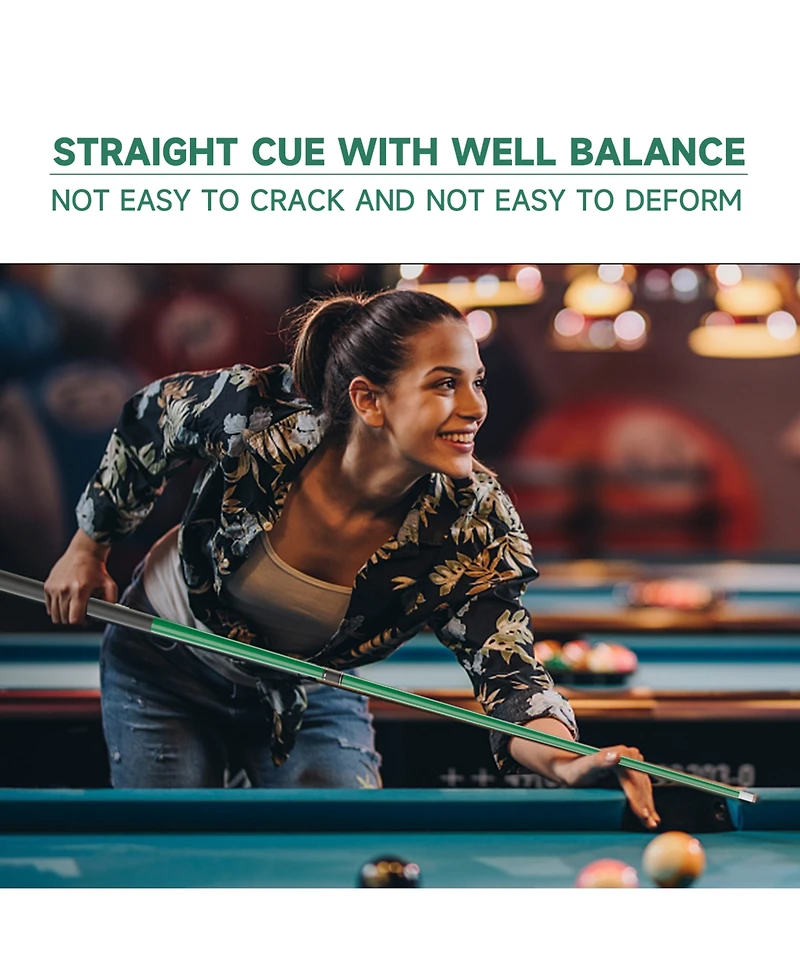 Gse Games & Sports Expert 58" 2-Piece Matte Fiberglass Graphite Composite Billiard Pool Cue Stick for Men/Women