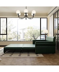 Streamdale Furniture Chesterfield Sleeper Sofa Bed, 93.7" Pull Out, Faux Leather