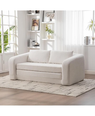 Streamdale Furniture 71" 2-in-1 Pull Out Foldable Loveseat Sofa Bed with Pillows, Convertible Sleeper Couch
