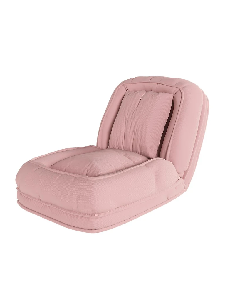 Streamdale Pink Upholstered Foldable Lazy Sofa Bed with 2 Pillows