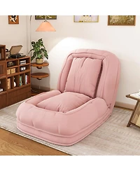 Streamdale Pink Upholstered Foldable Lazy Sofa Bed with 2 Pillows