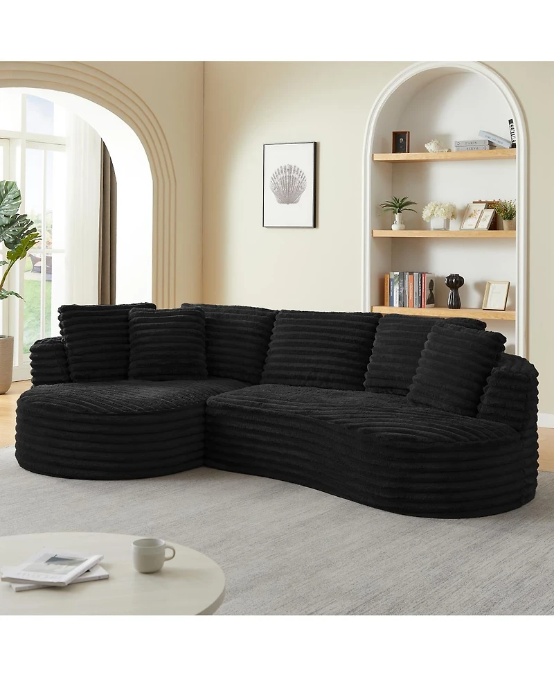 Streamdale Modern Curved L-Shape Luxury Sectional Sofa: Minimalist Comfy Sleeper Couch