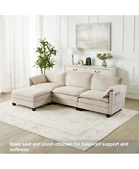 Streamdale Furniture Streamdale L-shaped sofa with storage, cotton-linen velvet, 3 seats, extends, living room
