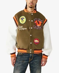 True Religion Men's Garden Logo Retro Varsity Jacket