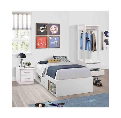 Kings Brand Furniture Twin Storage Plat form bed with 2 Drawers