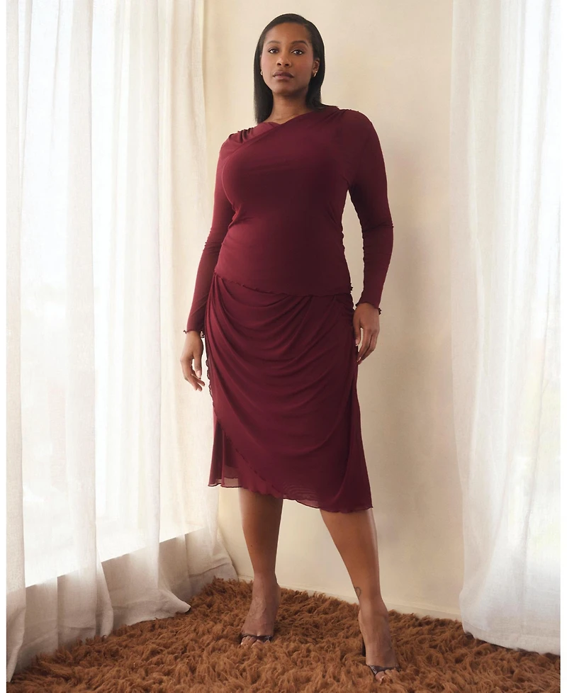 Estelle Plus Size Annalise Mesh Midi Skirt