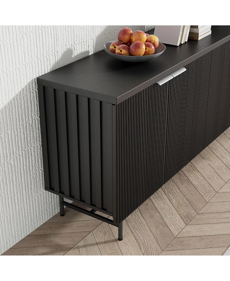 logicfox 68 inch Modern Scandinavian Alcove Door Kitchen Storage Sideboard Buffet Cabinet Console
