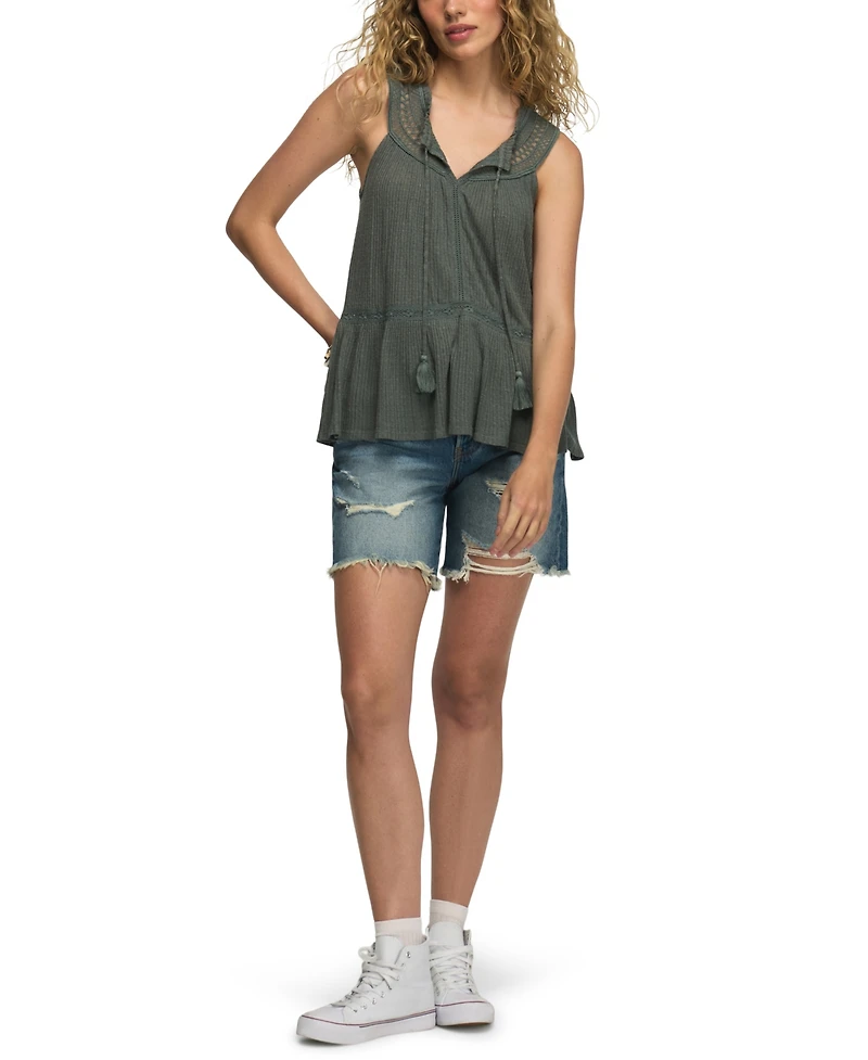 Lucky Brand Women's Peplum Lace Trimmed Sleeveless Tank