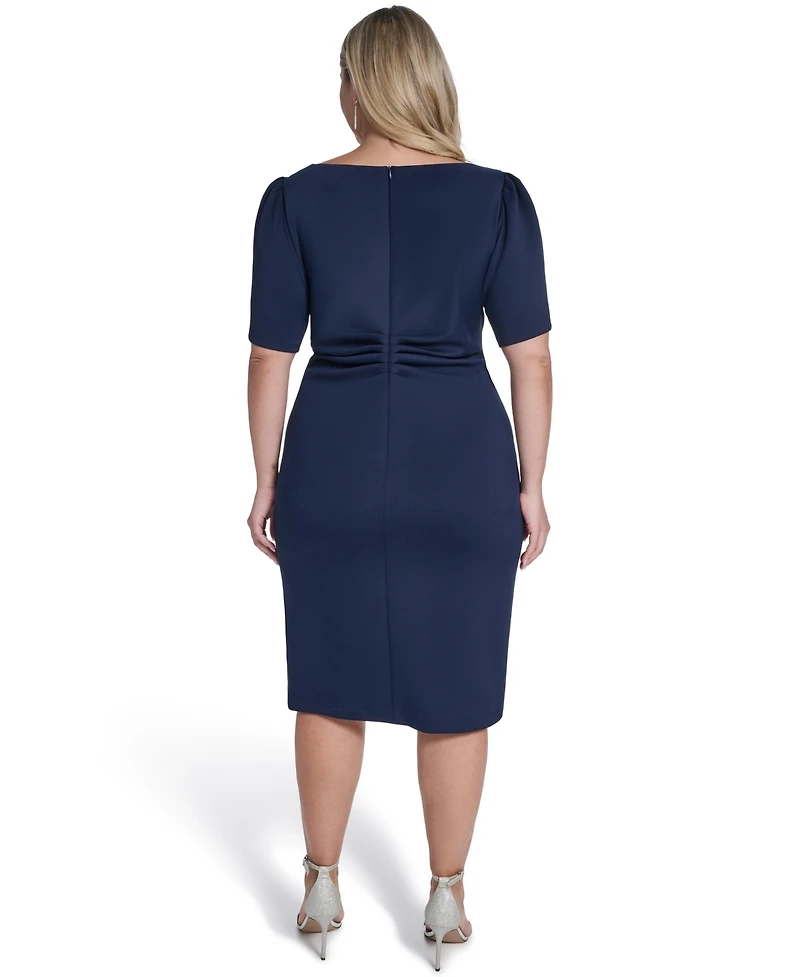 Jessica Howard Plus Short-Sleeve Midi Dress