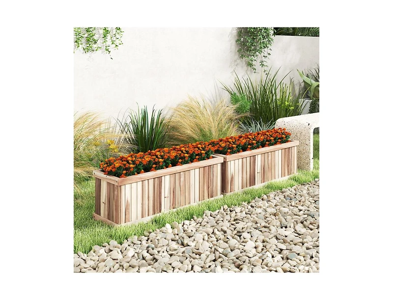 Slickblue Wooden Rectangular Planter Box with Drainage