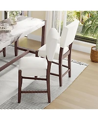 Streamdale Furniture Mid Century Modern 2pk Linen Upholstered Bar Stools with Solid Wood Legs