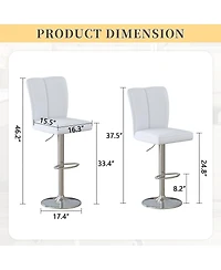 Streamdale Furniture Modern White Pu Bar Stool Set - 2-Piece with Trumpet Legs