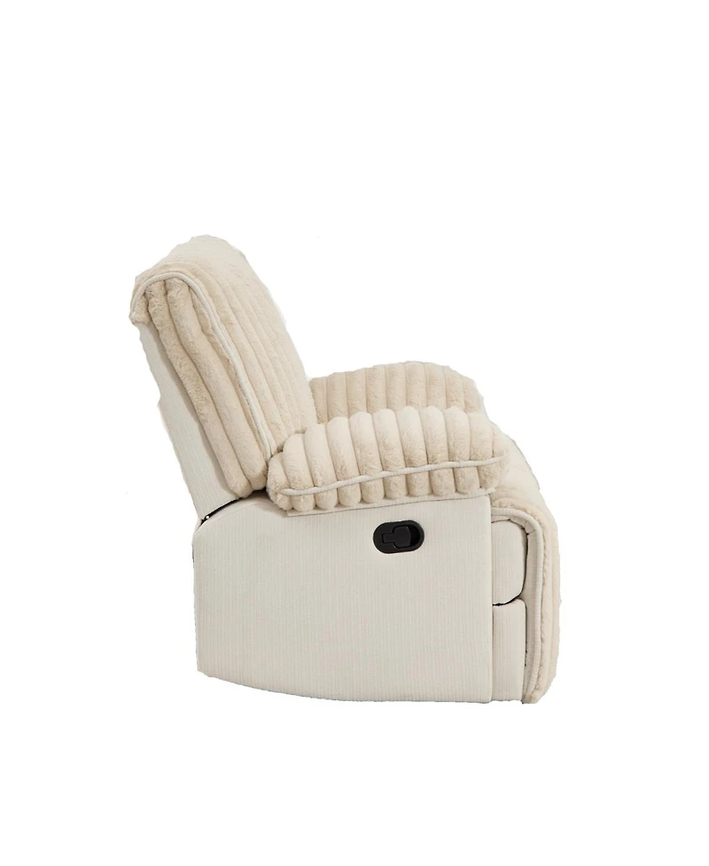 Streamdale Furniture Manual Reclining Loveseat, Faux Fur Recliner Sofa with Hidden Cup Holders