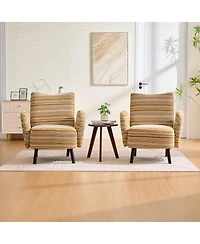 Streamdale Furniture Modern armchair with sanded fabric, side pocket, solid wood legs