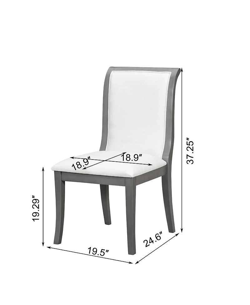 Streamdale Furniture Oak Gray Upholstered Dining Chairs (Set of 2) - Traditional Elegant Fabric Side Chairs.