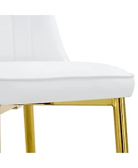 Streamdale Furniture 4 Modern Pu Leather Dining Chairs with Gold Legs
