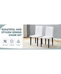 Streamdale Furniture Set of 4 White Pu Dining Chairs with Ergonomic Backrest & Comfortable Seat