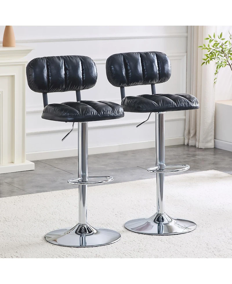 Streamdale Furniture Leather Adjustable Bar Stools with Chrome Base