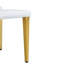 Streamdale Furniture Set of 4 White Pu Dining Chairs with Golden Metal Legs