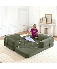 Streamdale Furniture Floor Couch Sofa Bed with Blanket Pillow, Enhanced Frame Stability