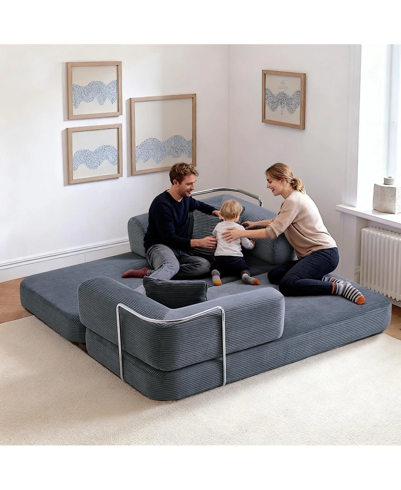 Streamdale Furniture Floor Couch Sofa Bed with Blanket Pillow, Enhanced Frame Stability