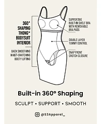 S3 Apparel Women's Shirred Mesh Sweetheart Long Sleeve Sculpting Mini Dress with Built-In Shapewear