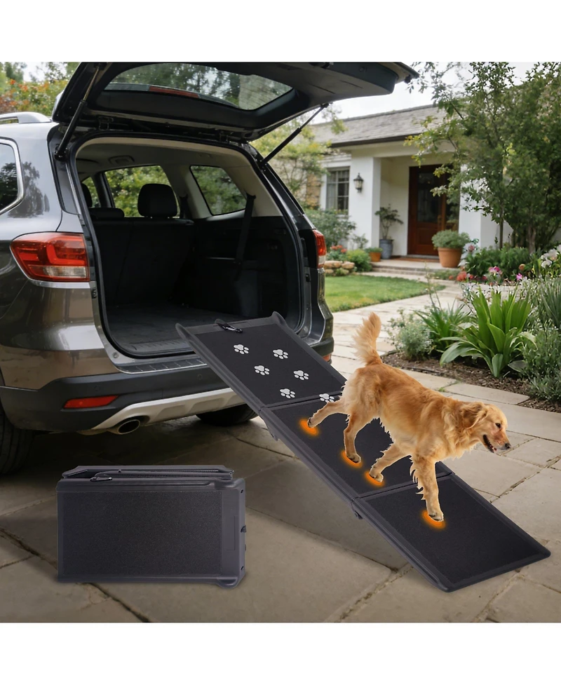 Aostirmotor Heavy Duty Foldable Dog Ramp for Large Dogs - Non-Slip Pet Ramp, Portable Car Stairs
