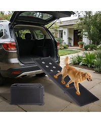 Aostirmotor Heavy Duty Foldable Dog Ramp for Large Dogs - Non-Slip Pet Ramp, Portable Car Stairs
