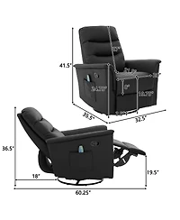 Streamdale Furniture Manual Recliner Chair with 8-Point Massage & Adjustable Backrest