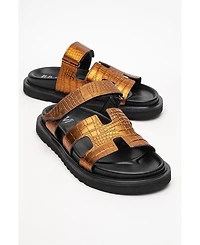 Forever & Always Shoes women's Loana Leather Slide Sandal