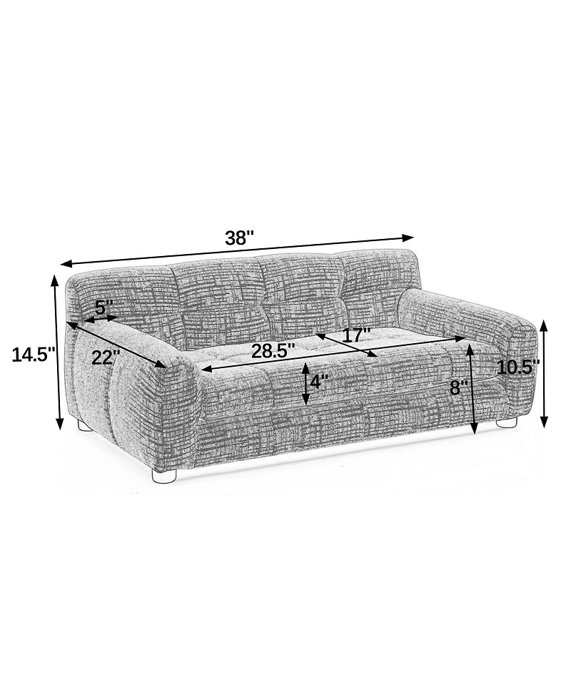 6thdruple 38 Inch Dog Sofa Bed, Blue Linen with Armrest and Backrest for Large Medium Breeds