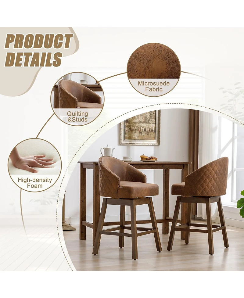 Streamdale Furniture Rotating Bar Chair, Counter Height with Backrest & Footrest