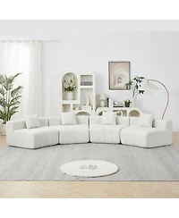 Streamdale Furniture Chenille Curved Sectional Sofa with Pillows
