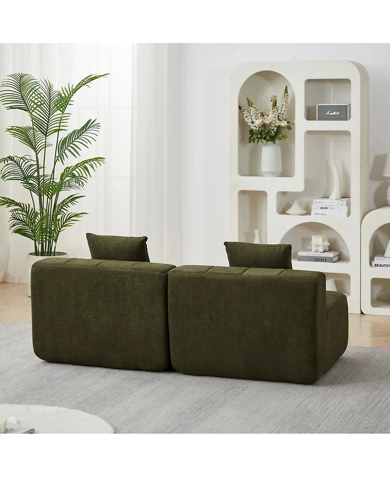 Streamdale Furniture Chenille curved sectional sofa with 4 pillows, curved modular sofa